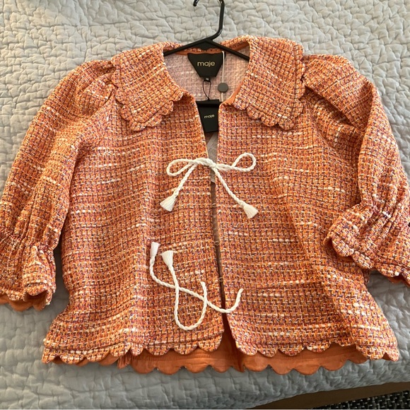 Maje coral tweed scalloped sweater 6 NWT - Picture 5 of 10